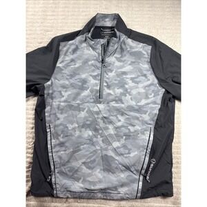 Sunice George Windwear Packable Pullover Mens Med Charcoal Gray Camo S/S NICE